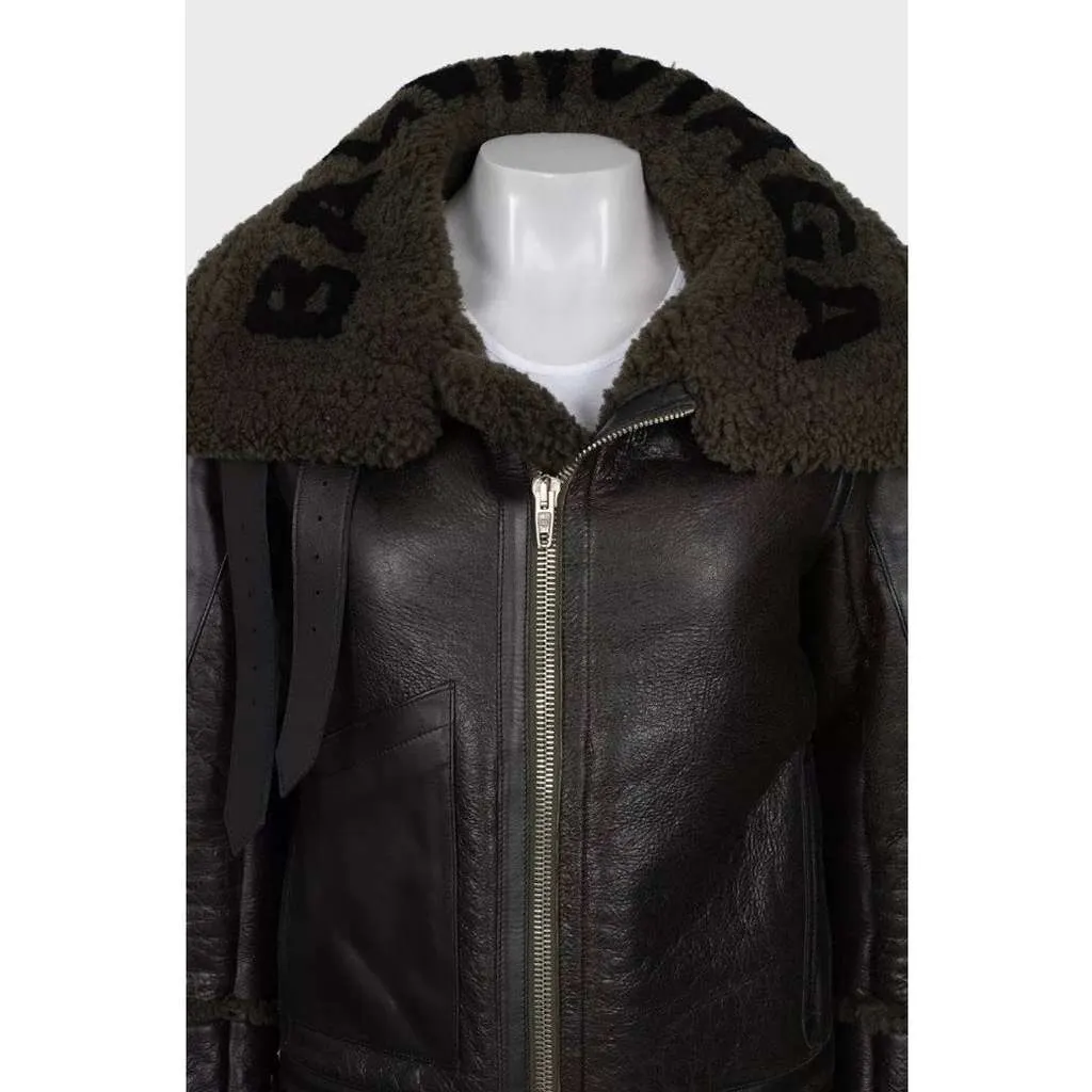 Balenciaga Sheepskin Oversized Coat Green Cotton Very good - Model View