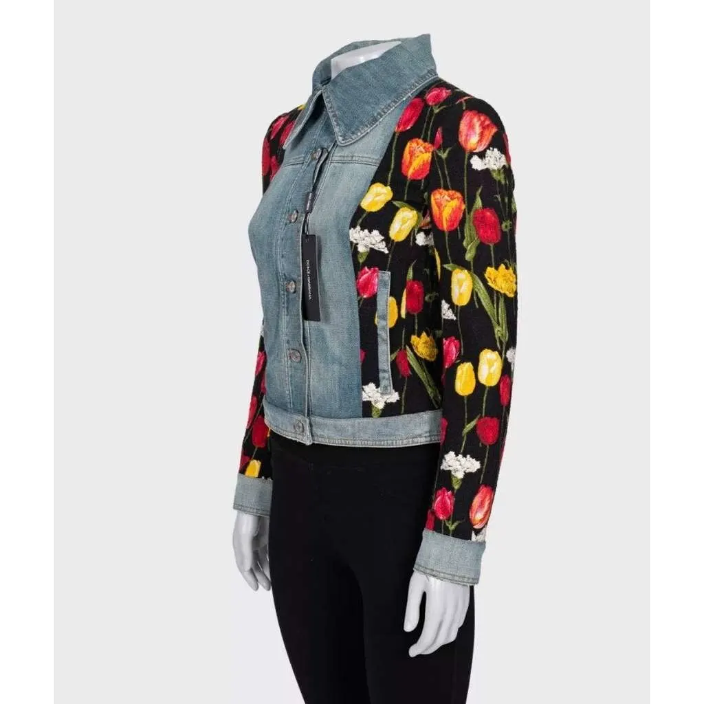Dolce & Gabbana Floral Jacket Silver Cotton Very good - Back View