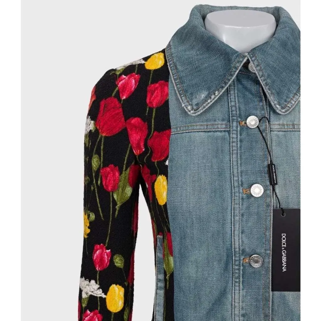 Dolce & Gabbana Floral Jacket Silver Cotton Very good - Model View