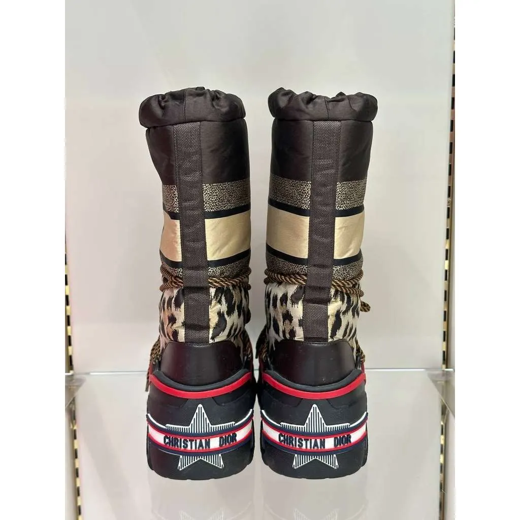 Dior Leopard Print Snow Boots Black Leather Very good - Back View