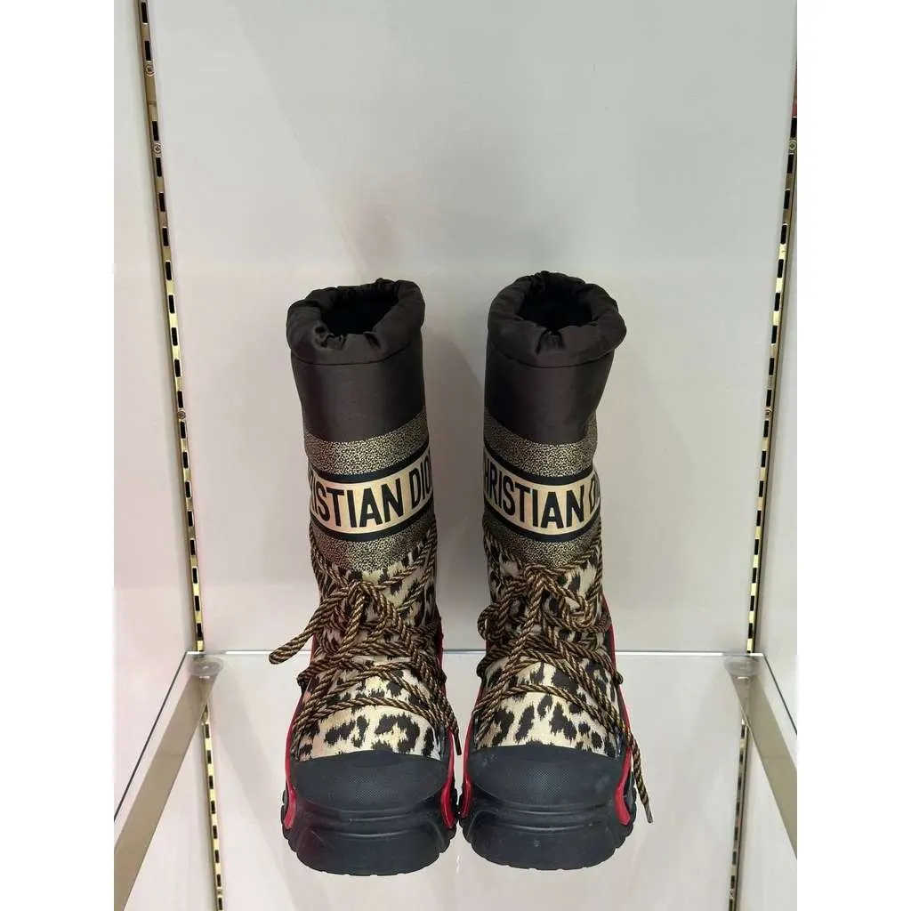 Dior Leopard Print Snow Boots Black Leather Very good - Inside View
