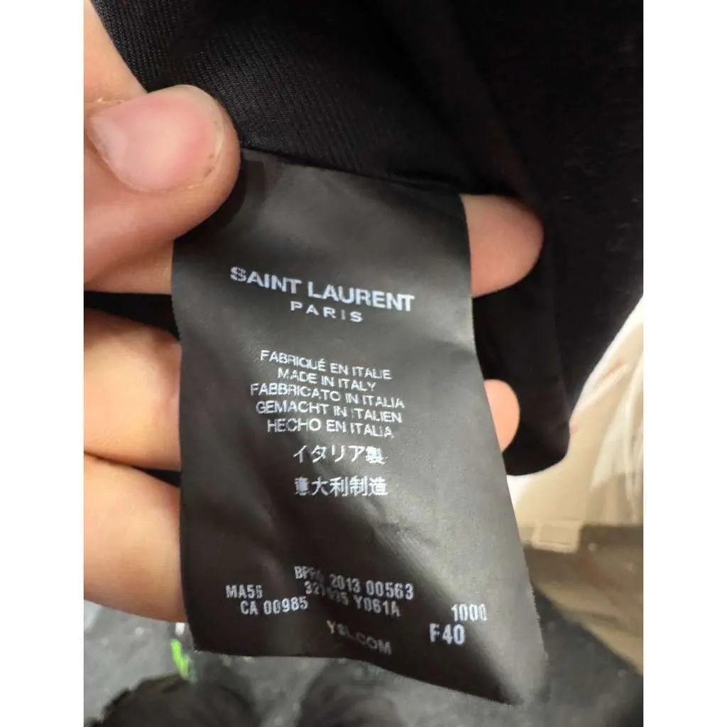 Saint Laurent Angora Belted Coat Black Cotton Very good - Box View