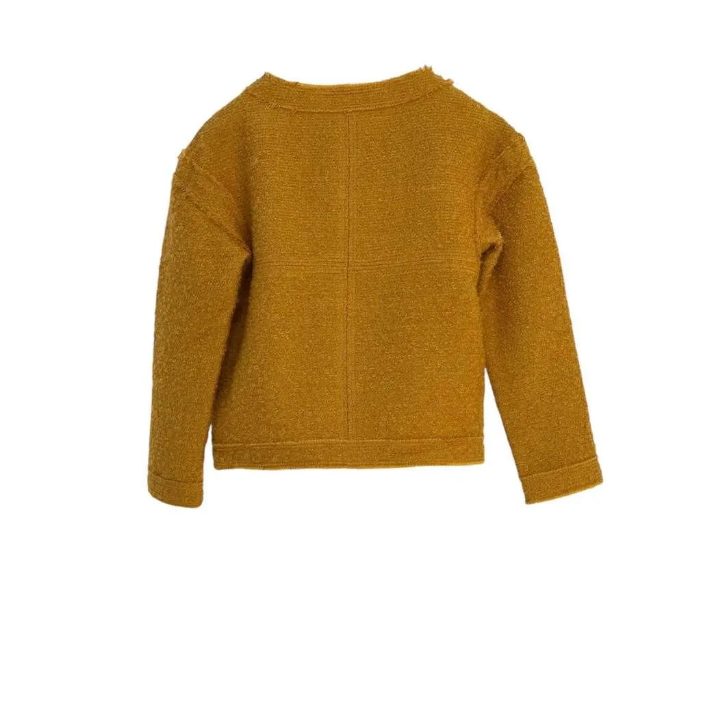 Chanel Mustard Long Sleeve Top Black Silk Very good - Back View