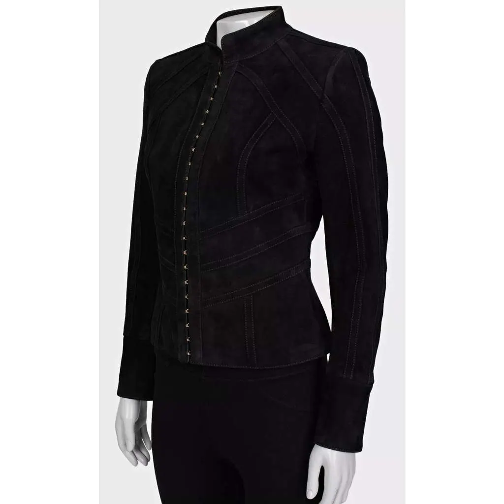 Balmain Jacket with Hardware Black Cotton Very good - Back View