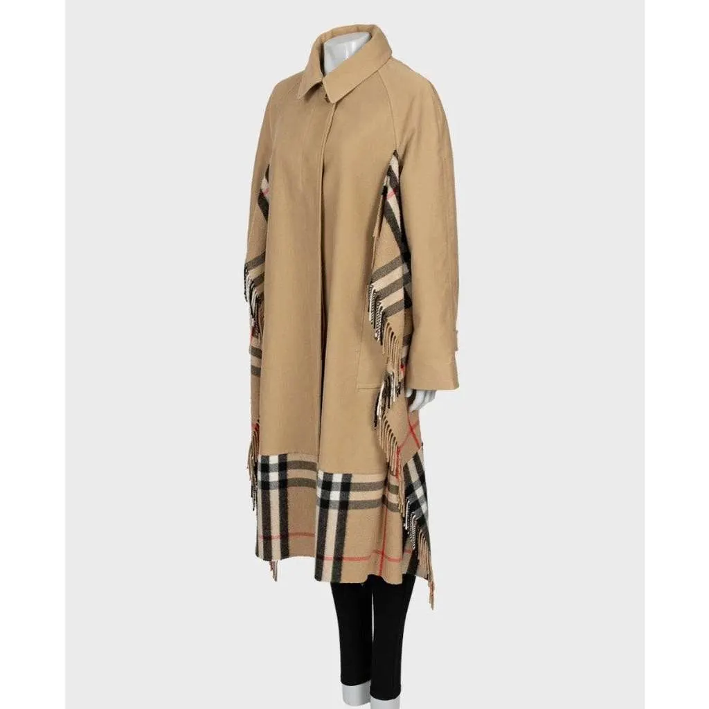 Burberry Check Trim Coat Beige Cotton Very good - Back View