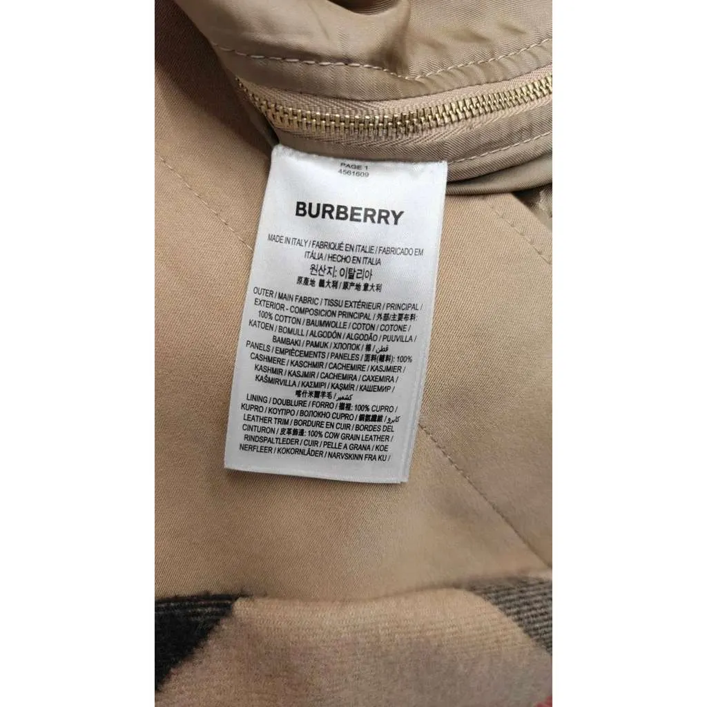 Burberry Check Trim Coat Beige Cotton Very good - Box View