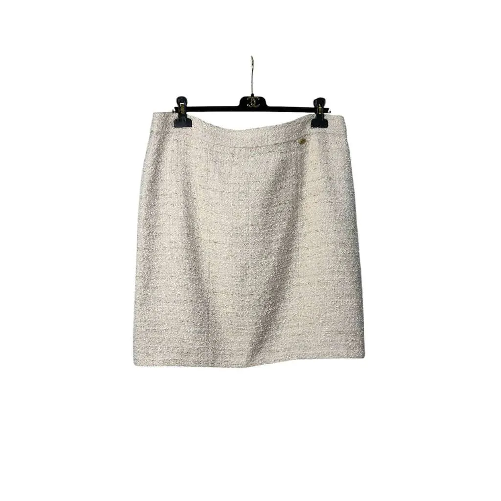 Chanel Skirt White Tweed Very good - Inside View