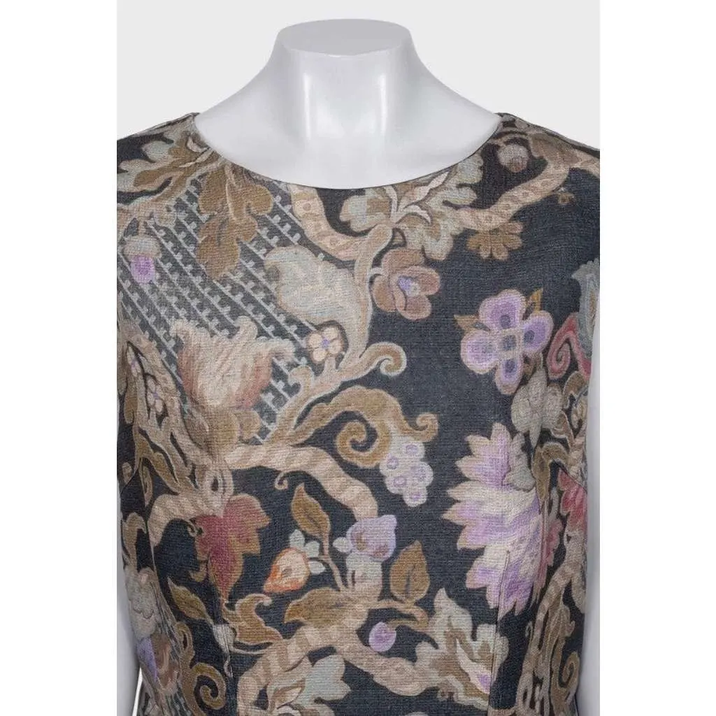 Dries Van Noten Floral Print Midi Dress MultiColor Silk Very good - Model View
