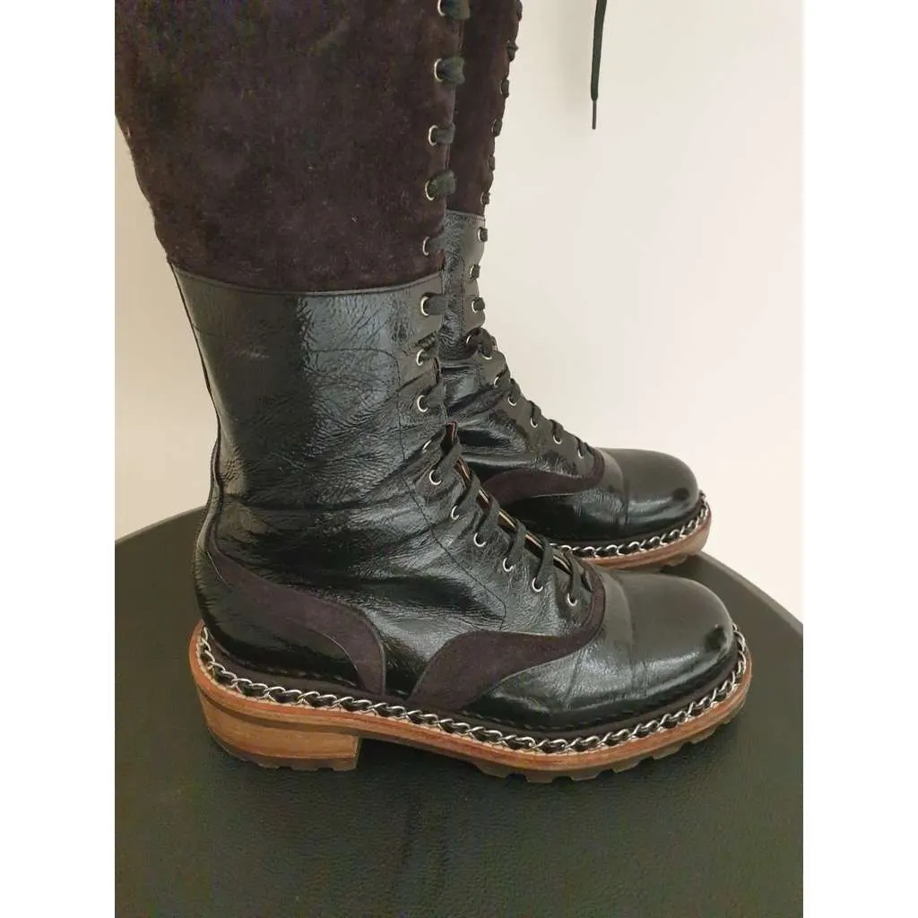 Chanel Paris Salzburg Over the Knee Brown Leather Very good - Inside View