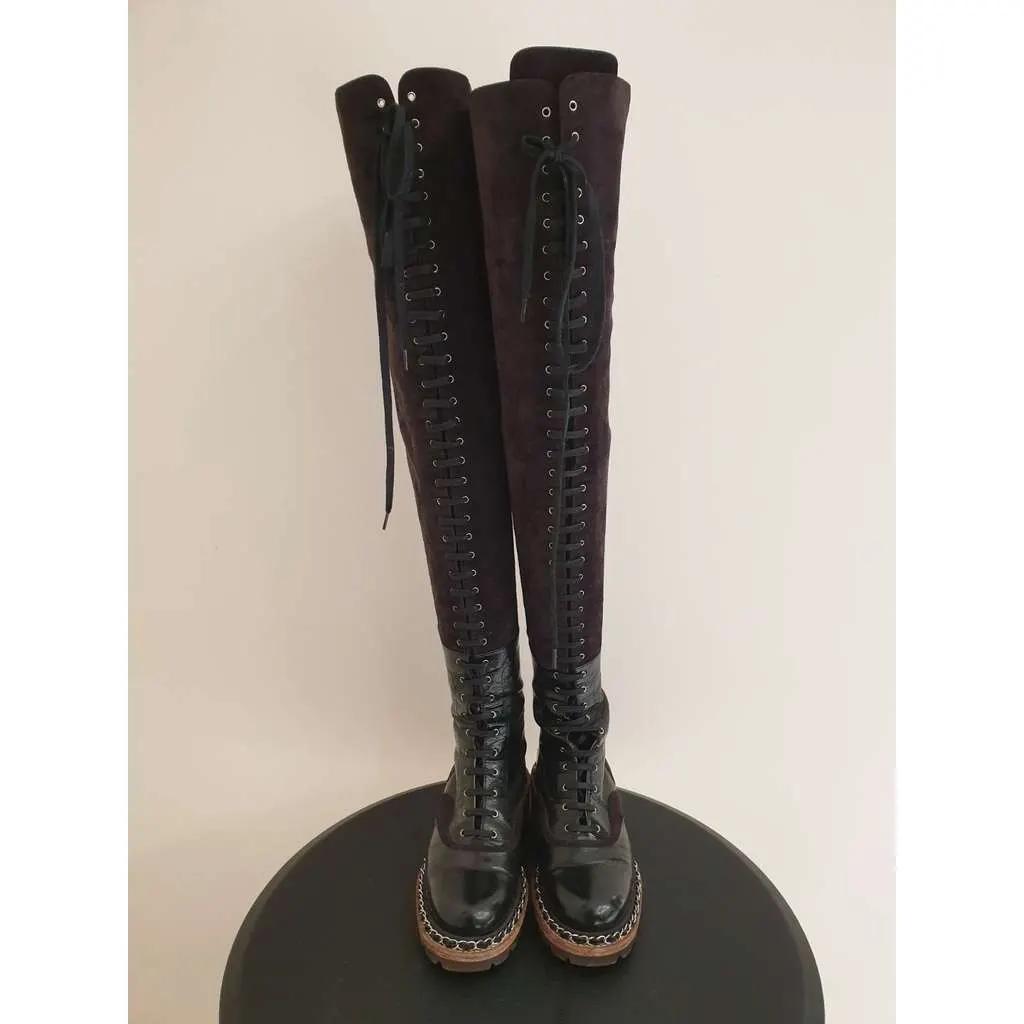 Chanel Paris Salzburg Over the Knee Brown Leather Very good - Box View