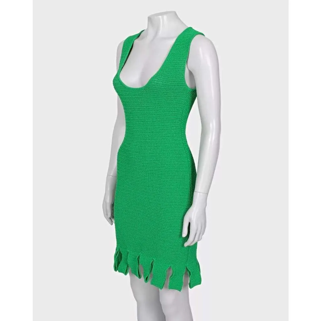 Bottega Veneta Knitted Dress Green Cotton Very good - Back View