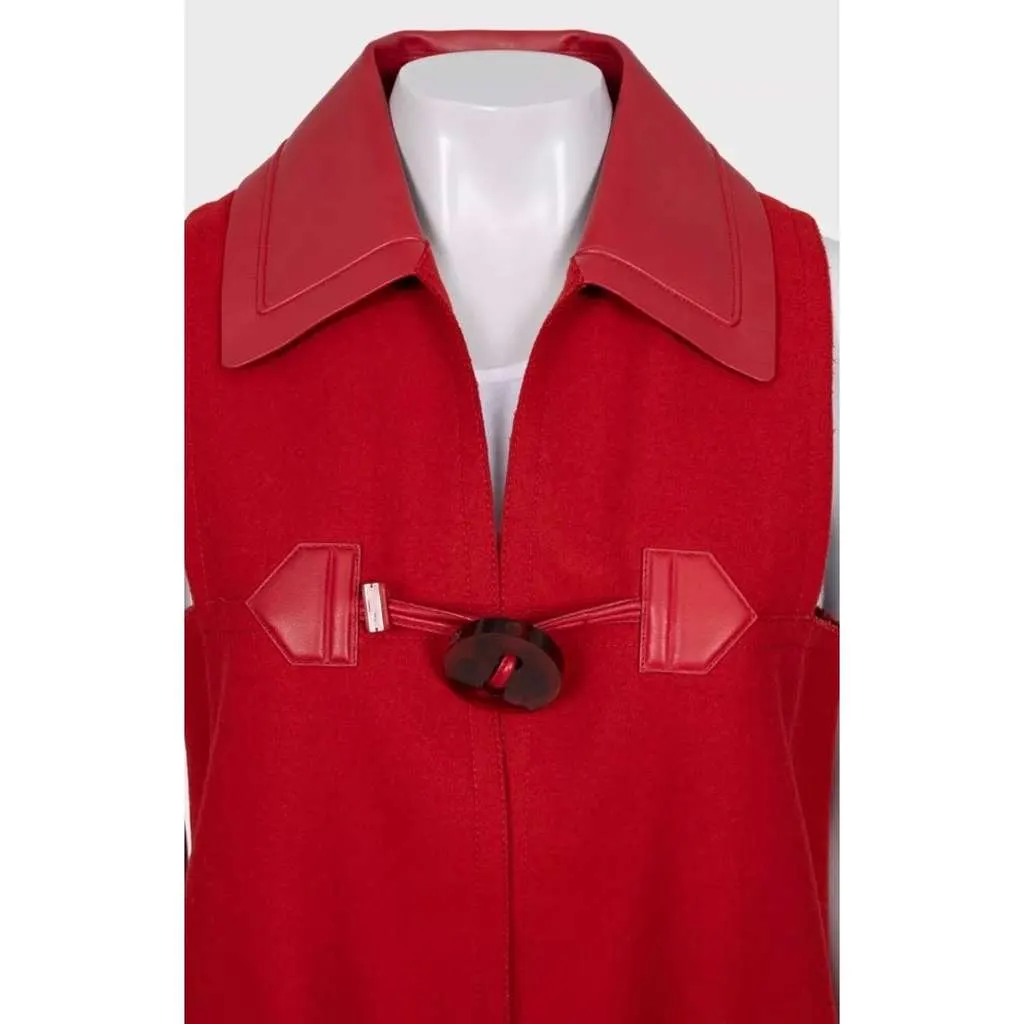 Fendi Vest Red Leather Very good - Model View