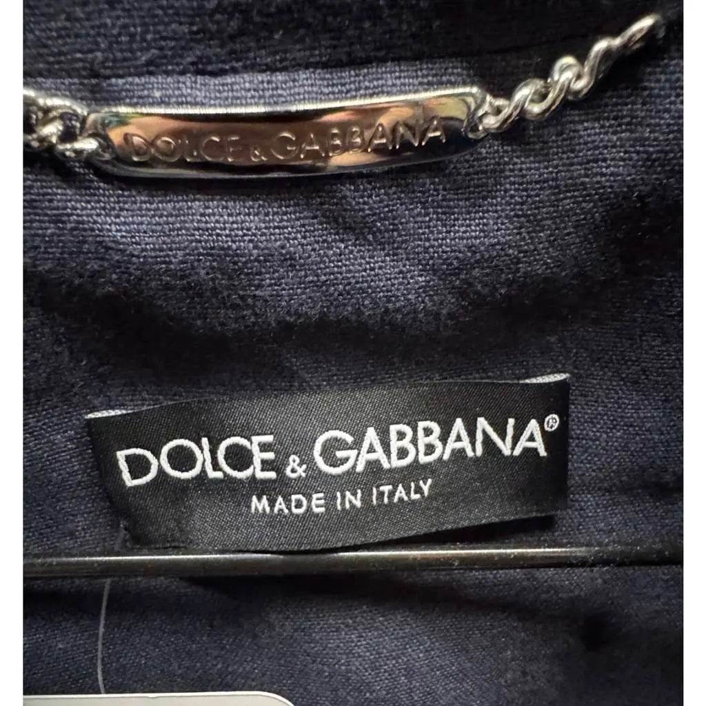 Dolce & Gabbana Embroidered Fitted Jacket Blue Linen Very good - Box View