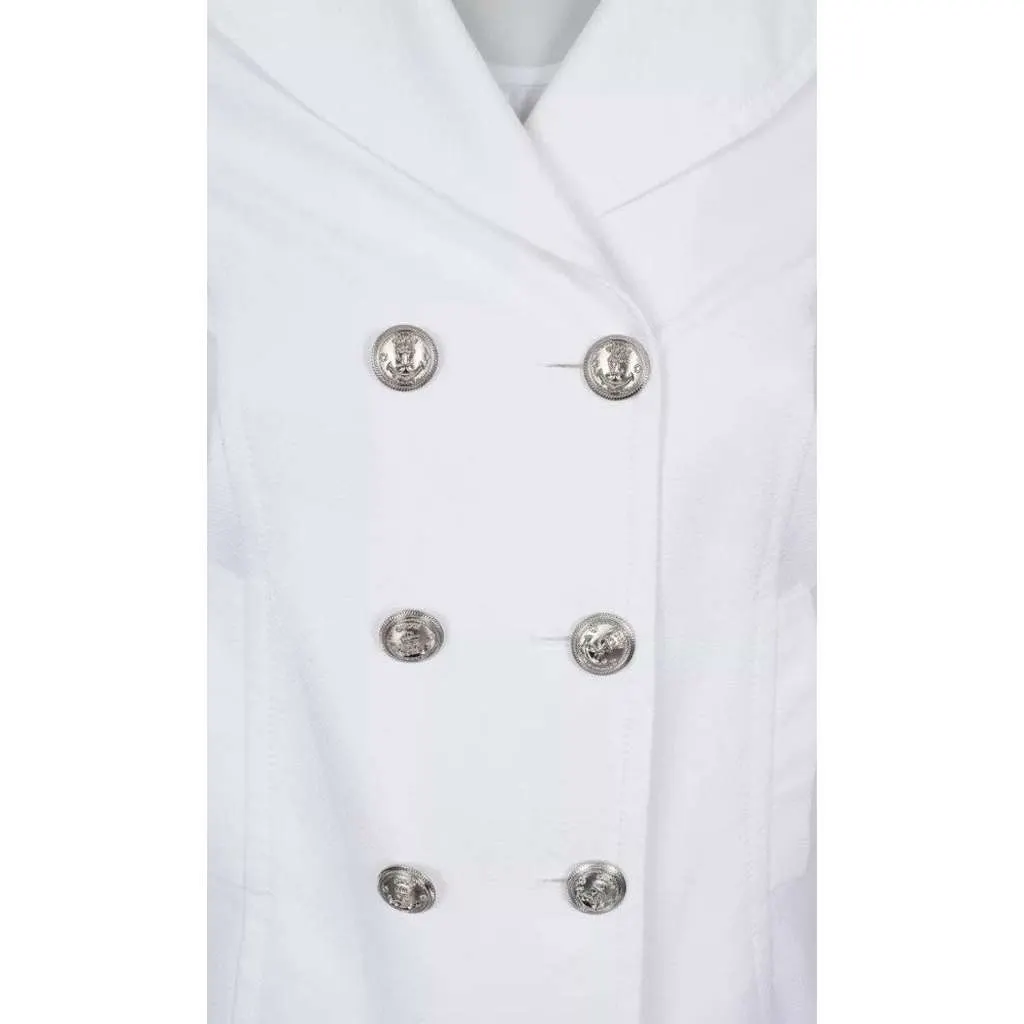 Gucci Fitted Jacket Buttons White Cotton Very good - Model View
