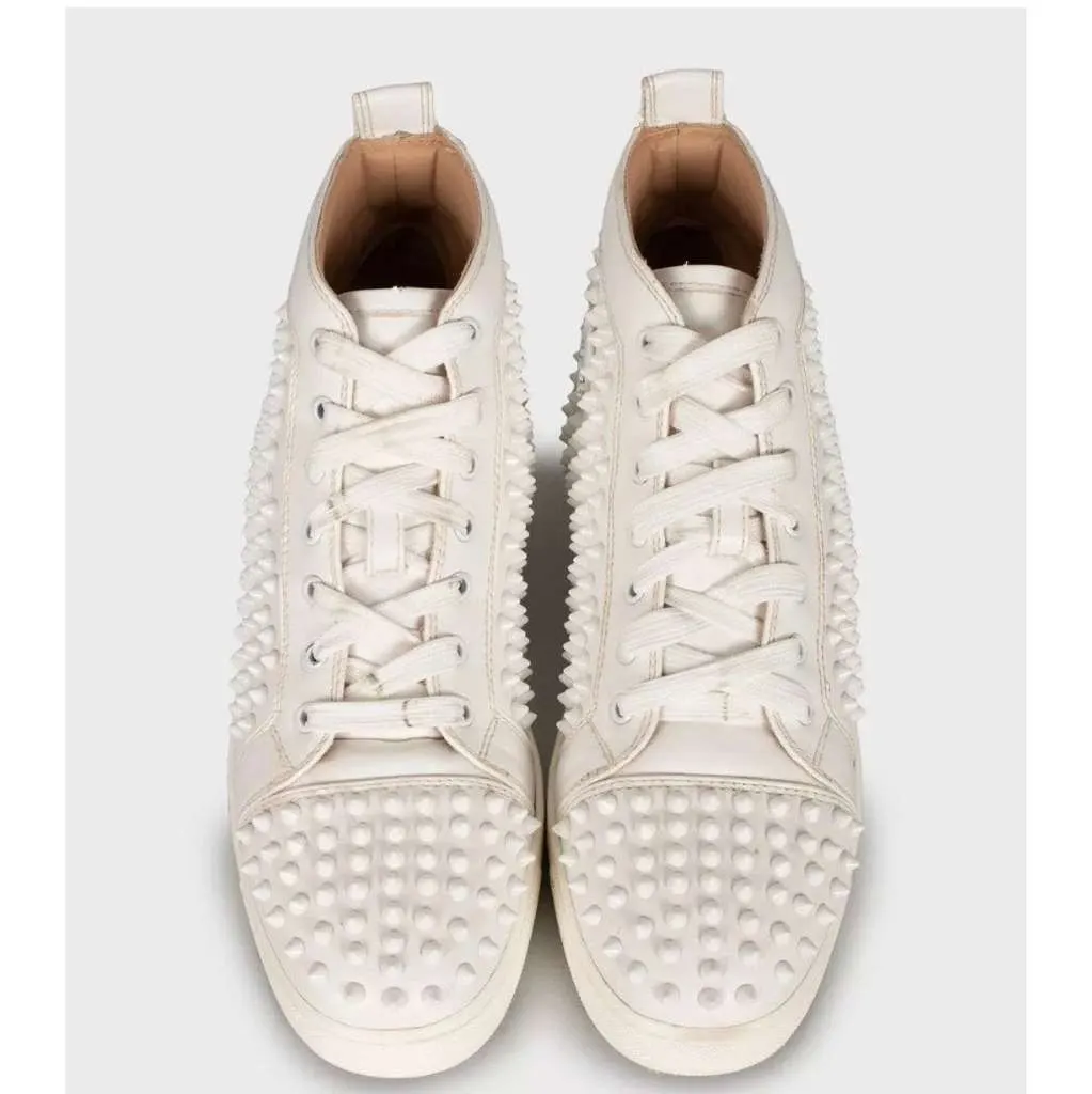 Christian Louboutin Spiked Sneakers White Leather Very good - Back View