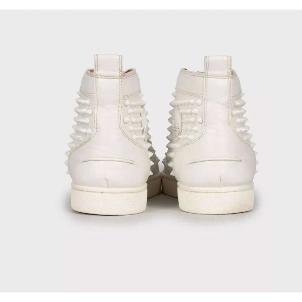 Christian Louboutin Spiked Sneakers White Leather Very good - Model View