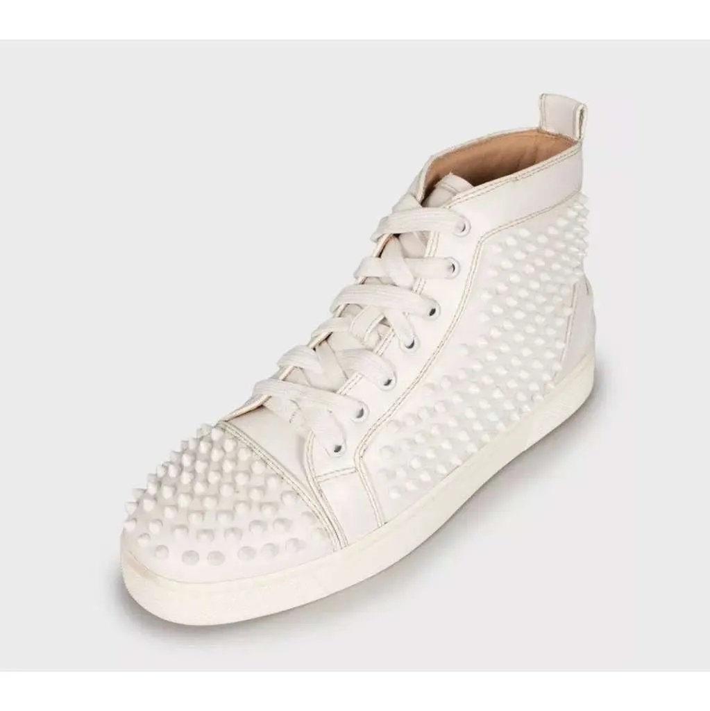 Christian Louboutin Spiked Sneakers White Leather Very good - Box View