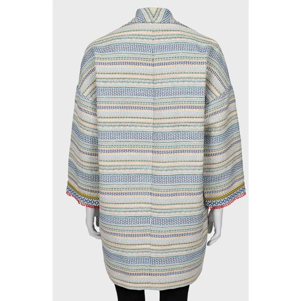 Max Mara Weekend Striped Double Breasted Coat MultiColor Wool Good - Inside View