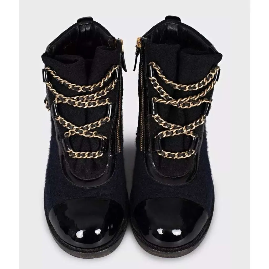 Chanel Paris Salzburg Chain Boots Black Leather Very good - Back View