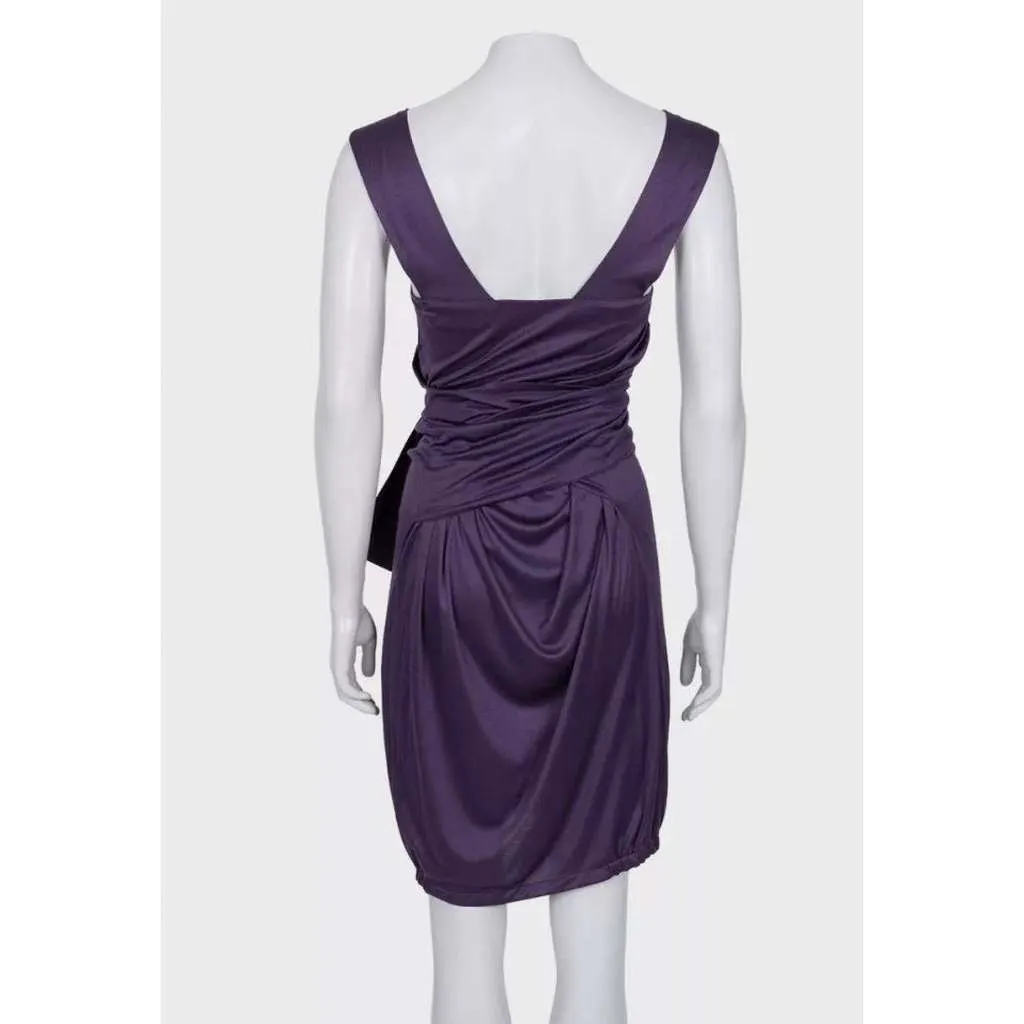 Saint Laurent Violet 100% Belted Dress Black Silk Very good - Inside View