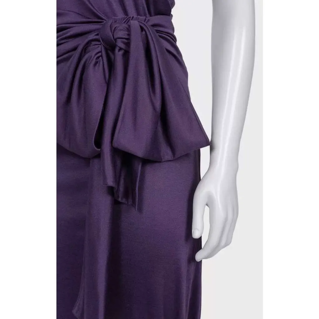 Saint Laurent Violet 100% Belted Dress Black Silk Very good - Model View