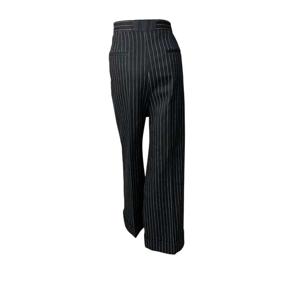 Chanel 2023 Striped Wide Leg Jeans Black Cotton Very good - Back View