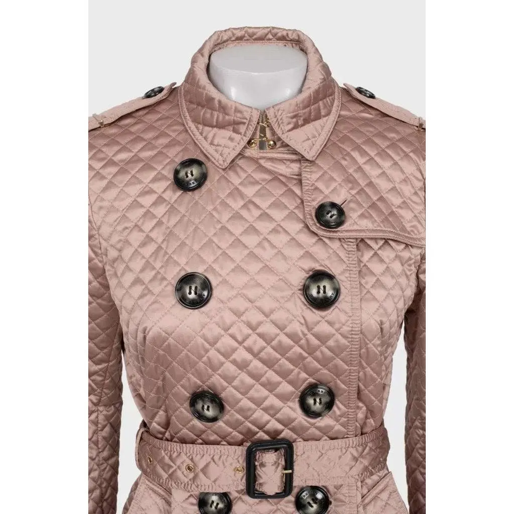 Burberry Quilted Belted Jacket Beige Cotton Very good - Model View