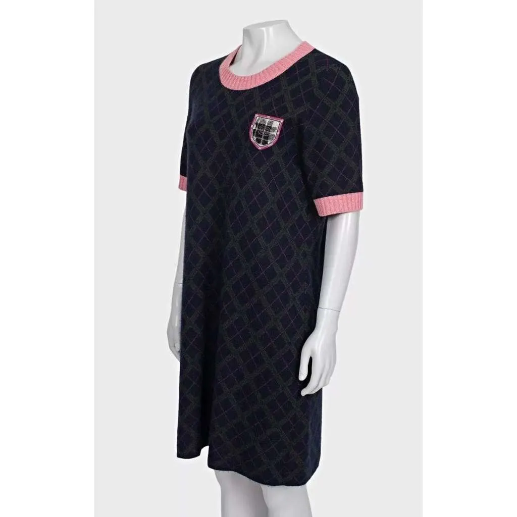 Chanel Paris Edimbourg Blend Knit Dress Black Wool Very good - Back View