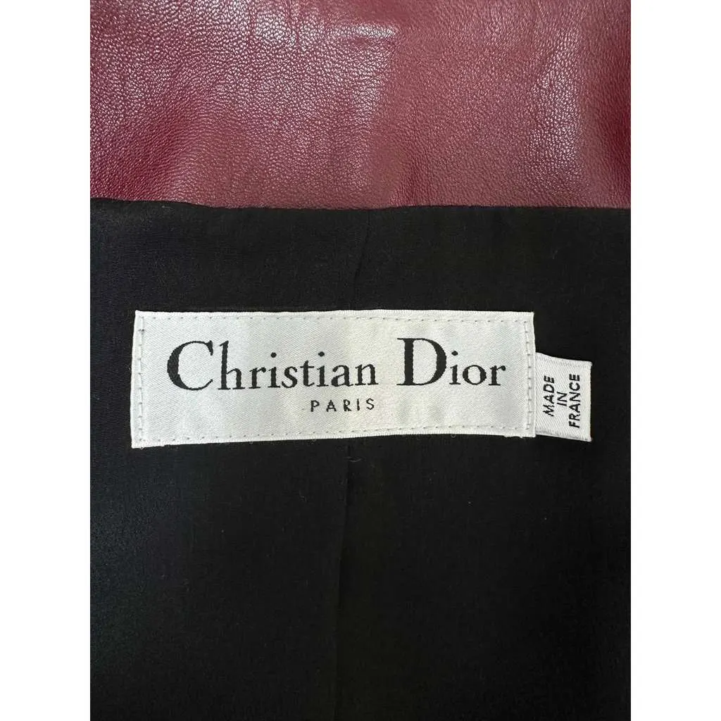 Dior Christian Biker Jacket Burgundy Leather Very good - Box View