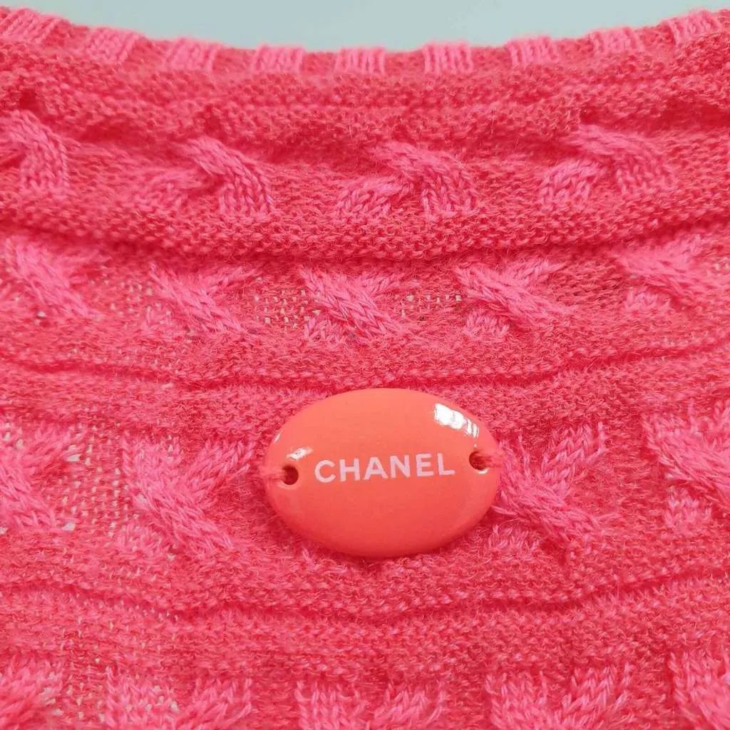 Chanel Textured Knit Dress Red Cotton Very good - Inside View