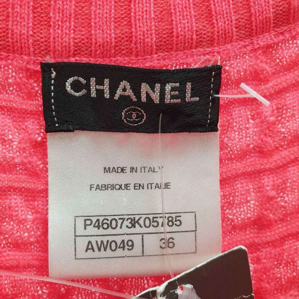 Chanel Textured Knit Dress Red Cotton Very good - Box View