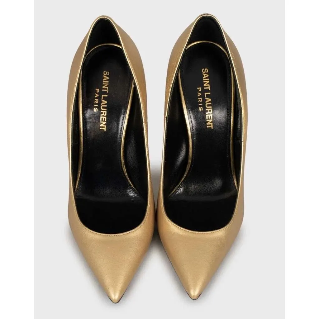 Saint Laurent Opyum Heels Gold Leather Very good - Back View