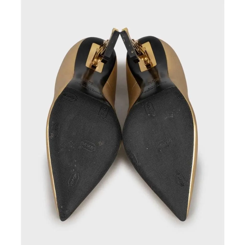 Saint Laurent Opyum Heels Gold Leather Very good - Box View