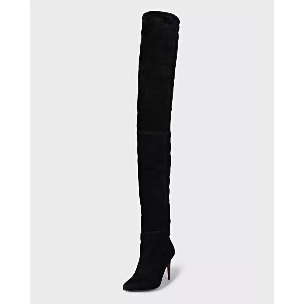 Balmain x HOver the Knee Boots Black Leather Good - Inside View