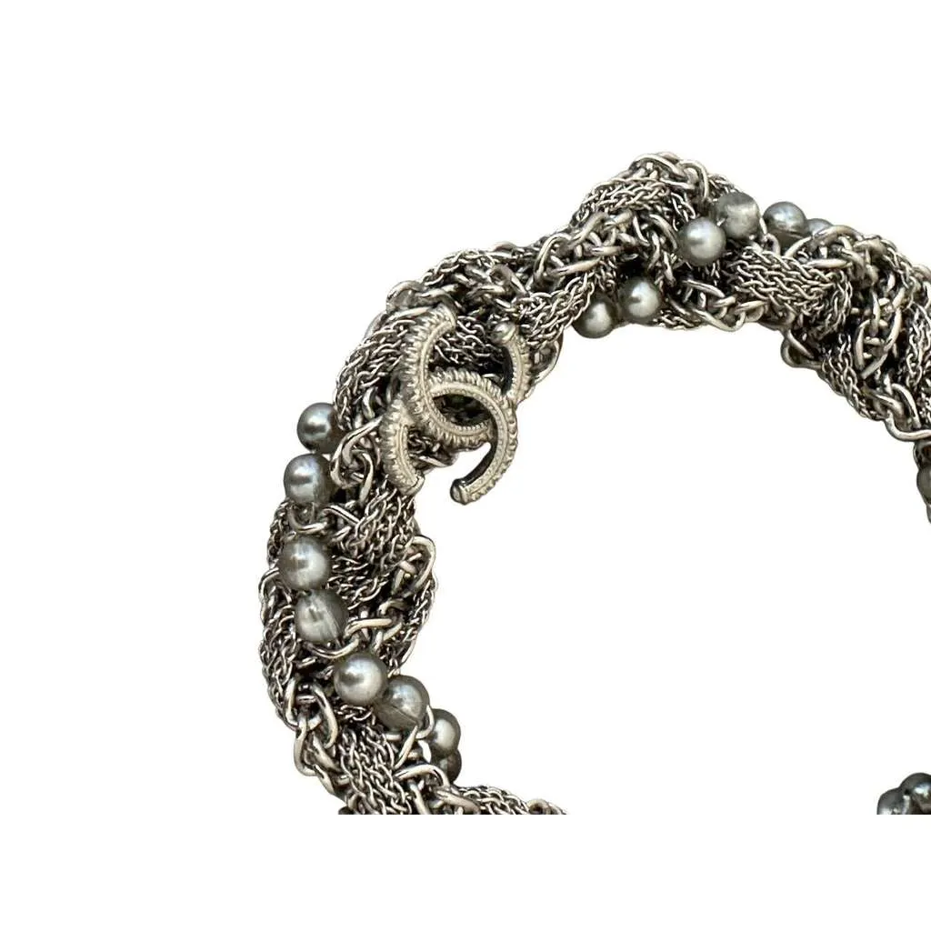 Chanel Multi Layer Chain Necklace A18 Silver Lace Very good - Inside View