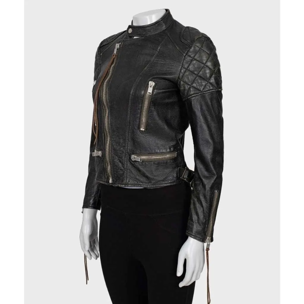 Saint Laurent Fitted Biker Jacket Black Leather Very good - Back View