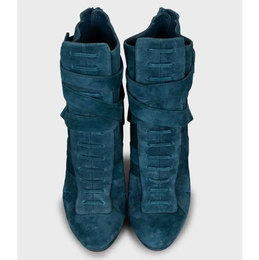 Christian Louboutin Light Ankle Boots Blue Leather Very good - Back View