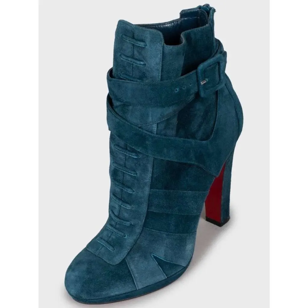 Christian Louboutin Light Ankle Boots Blue Leather Very good - Inside View