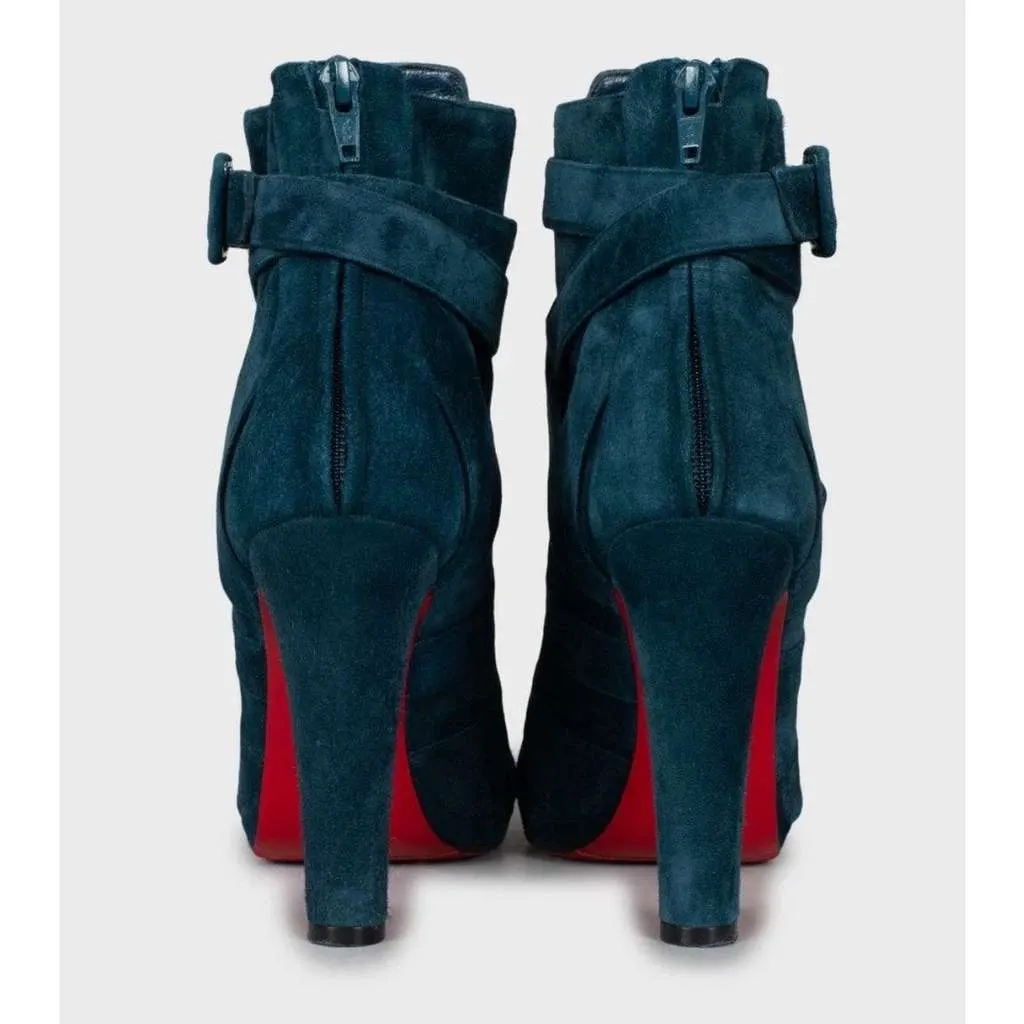 Christian Louboutin Light Ankle Boots Blue Leather Very good - Model View