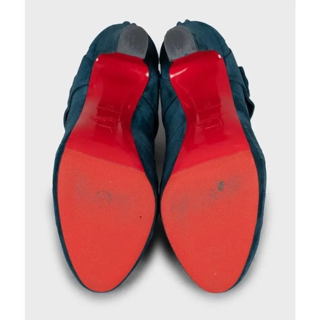 Christian Louboutin Light Ankle Boots Blue Leather Very good - Box View