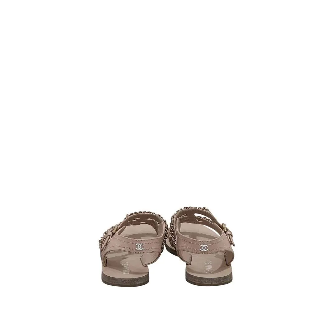 Chanel Gladiator Chain Sandals Beige Leather Very good - Model View