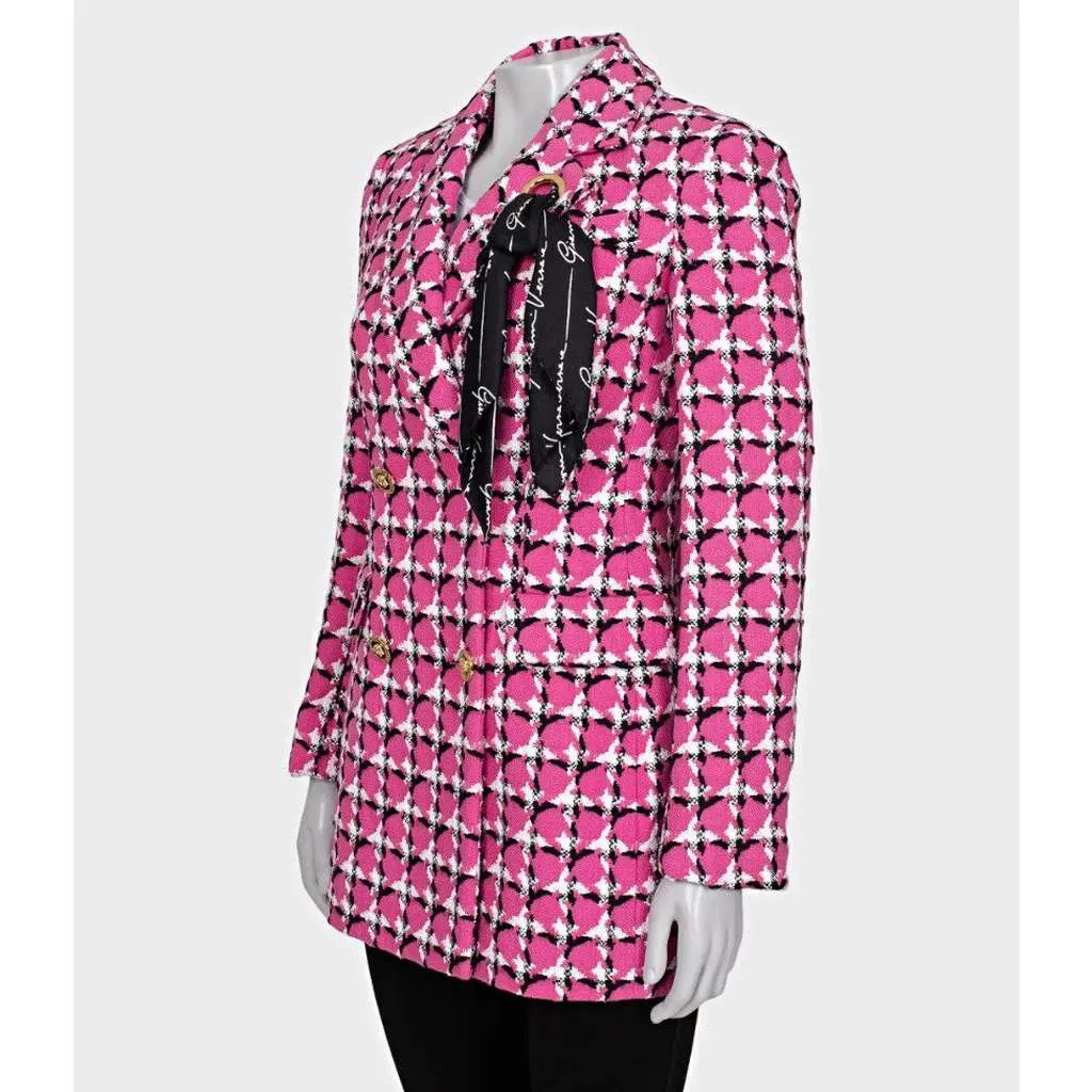 Versace Blend Fitted Buttons Jacket Pink Cotton Very good - Back View