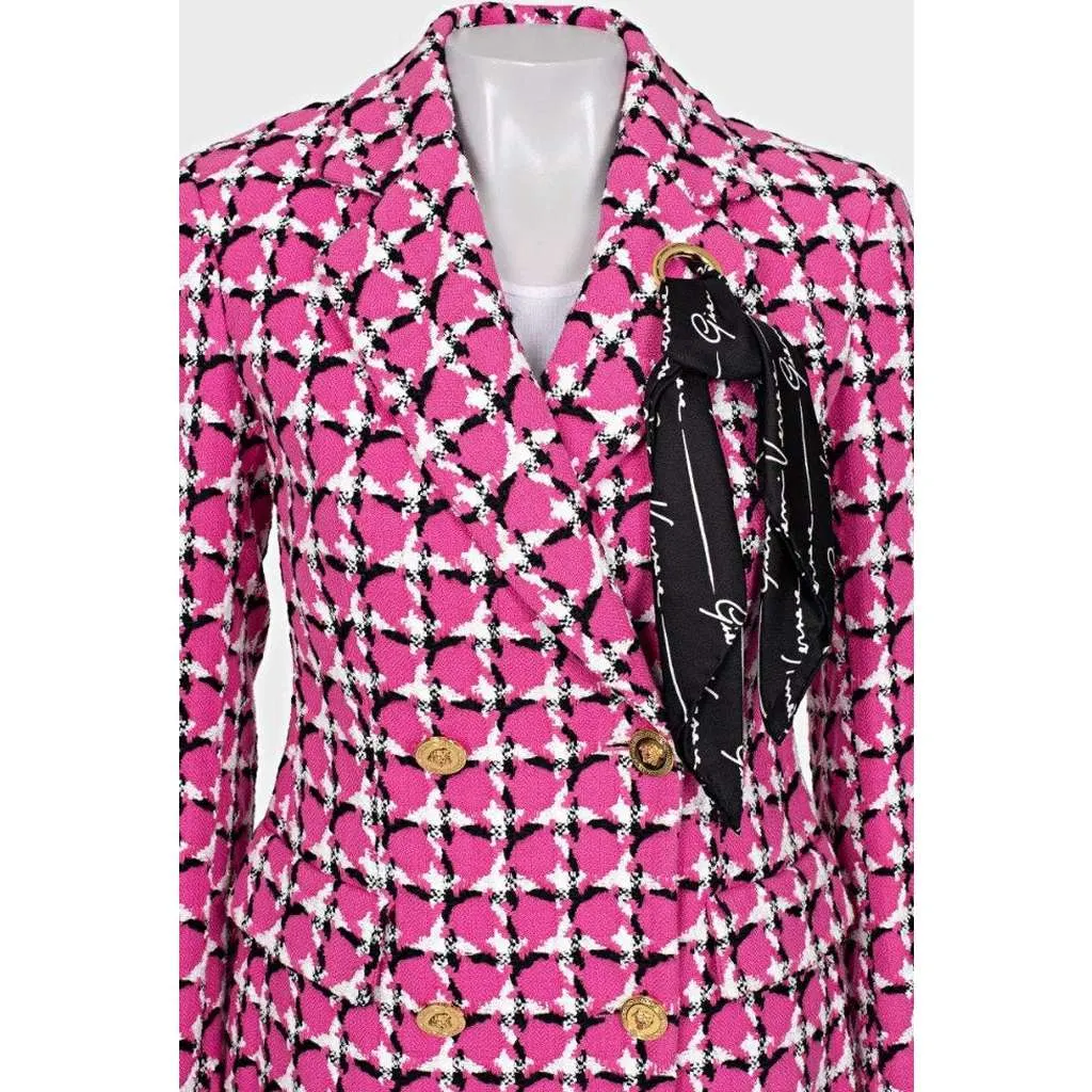 Versace Blend Fitted Buttons Jacket Pink Cotton Very good - Model View