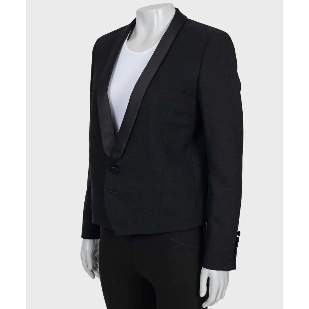 Saint Laurent Jacket with Lapels Black Silk Very good - Back View