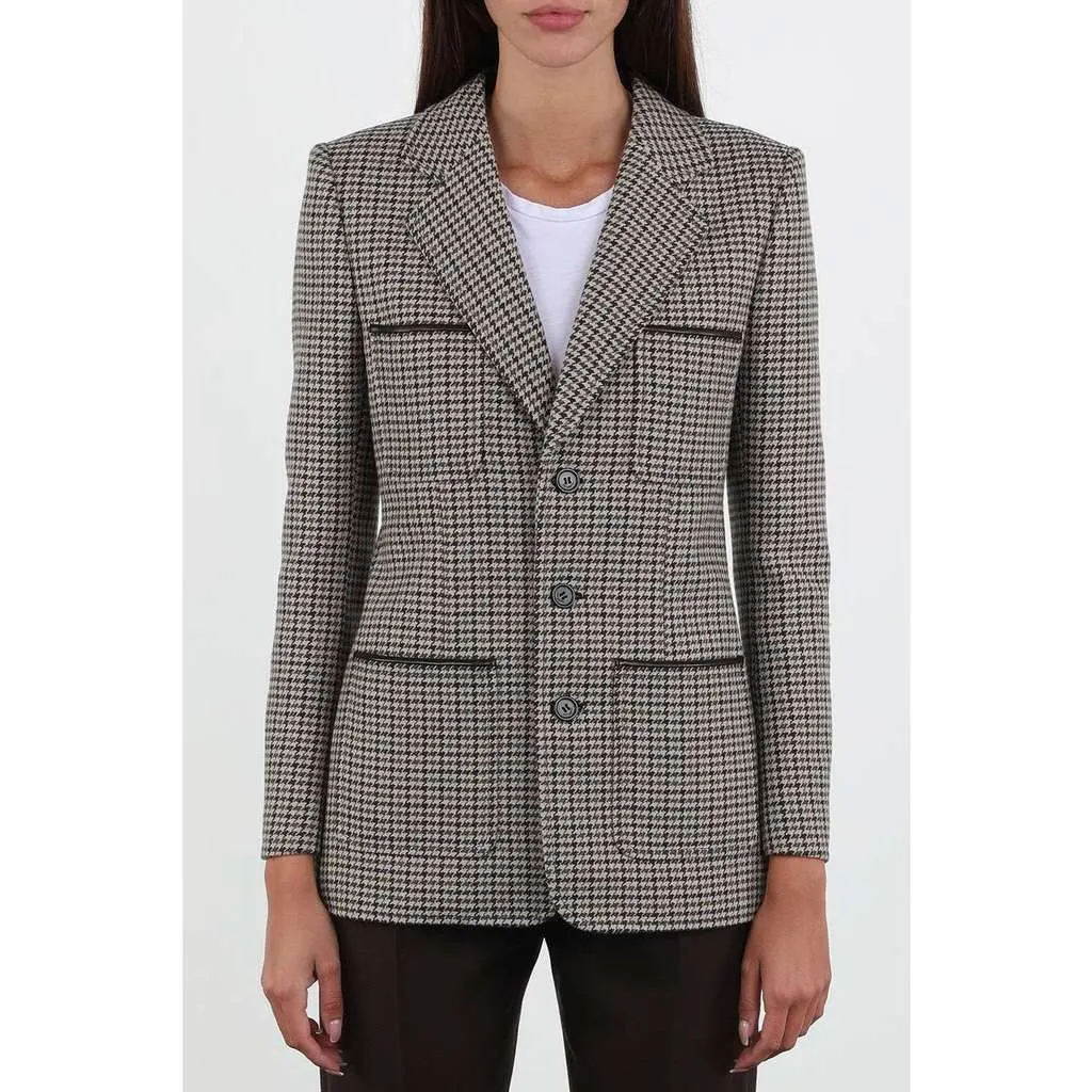 Saint Laurent Four Pocket Houndstooth Blazer Black Wool Very good - Inside View