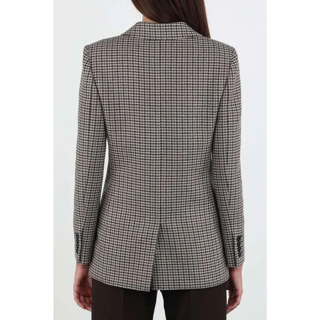 Saint Laurent Four Pocket Houndstooth Blazer Black Wool Very good - Model View