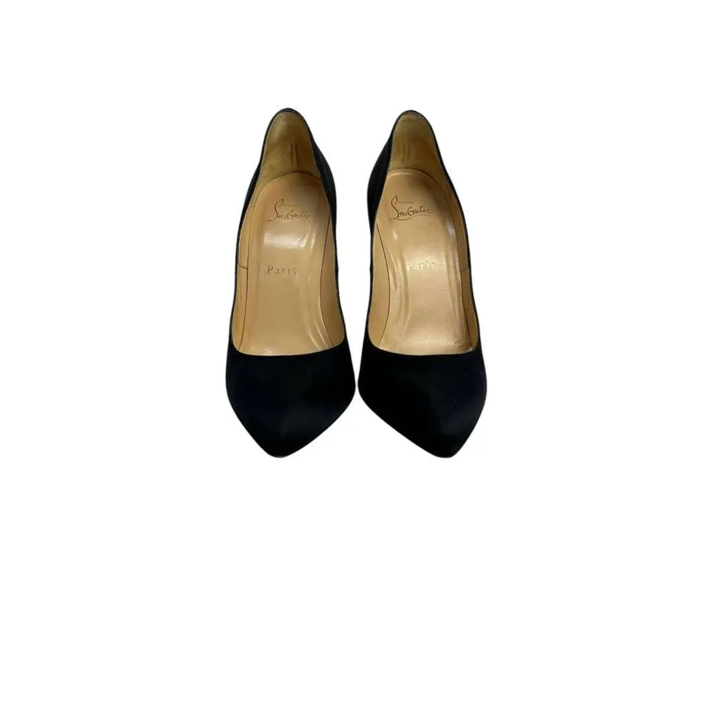 Christian Louboutin Stiletto Pumps Heels Black Satin Good - Inside View