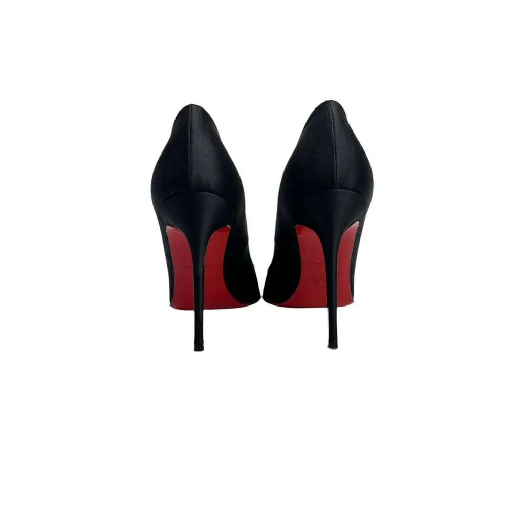 Christian Louboutin Stiletto Pumps Heels Black Satin Good - Box View