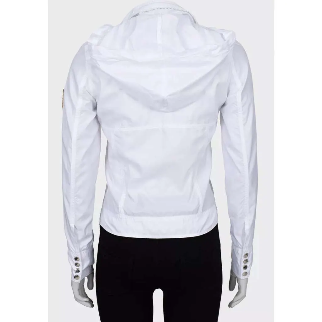 Jean Paul Gaultier Hooded Windbreaker Jacket White Cotton Good - Inside View