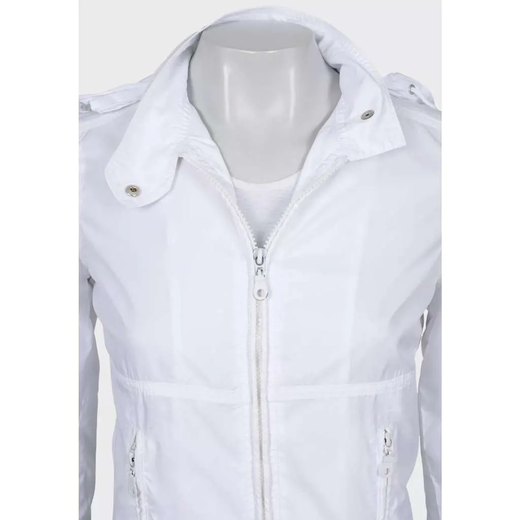 Jean Paul Gaultier Hooded Windbreaker Jacket White Cotton Good - Model View